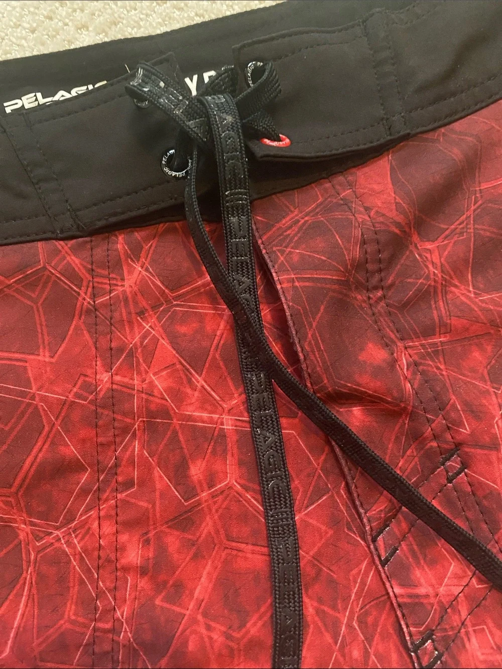 Men’s PELAGIC Hydro-Lite Swim Trunks - Red, Gray & Blue